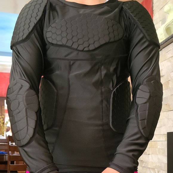 Padded Compression Shirt Padded Protective Shirt Rib Shoulder Elbow Back ,M - Picture 1 of 8